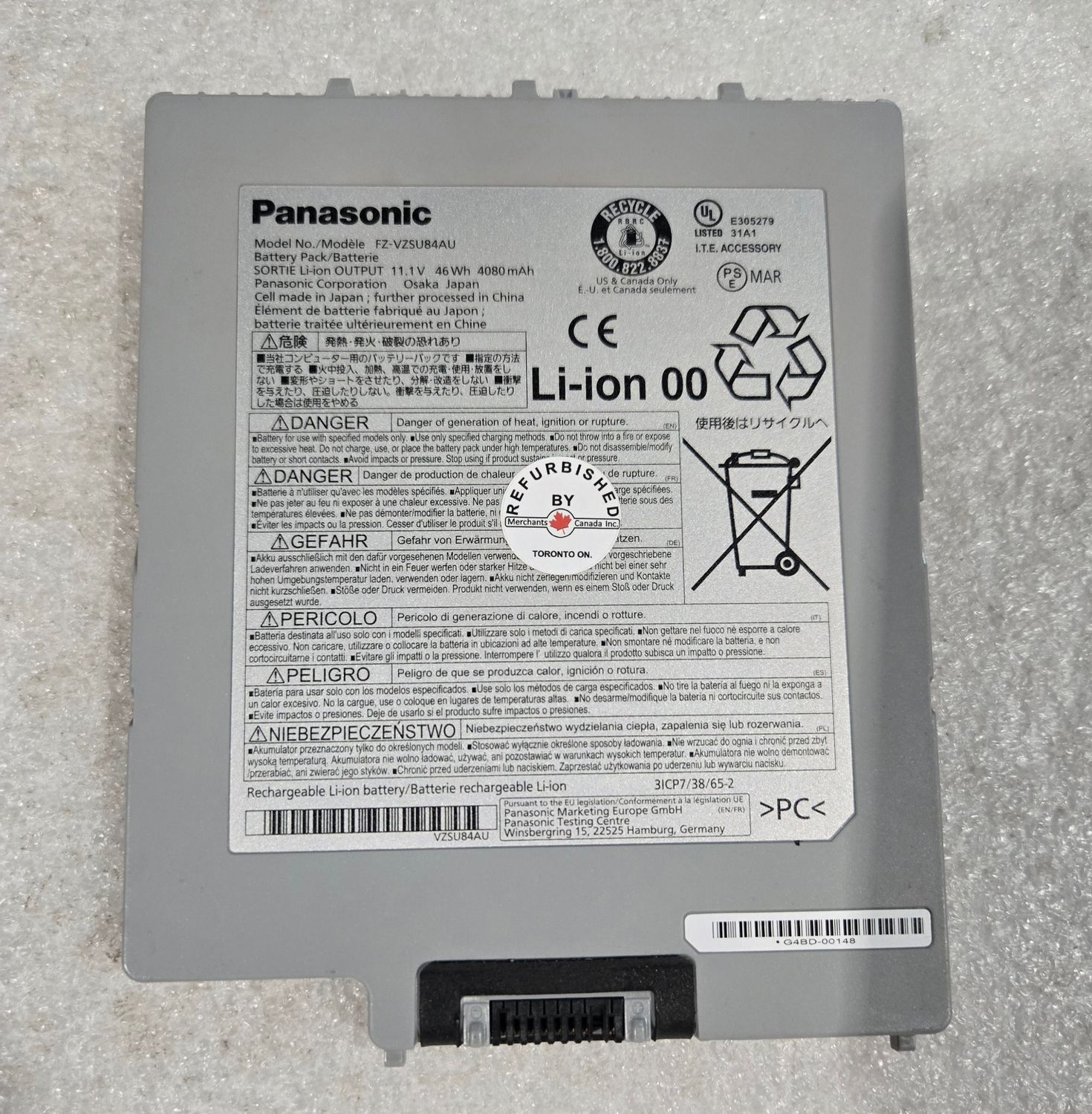 FZ-VZSU84AU | Panasonic Rechargeable Li-Ion Standard Battery Pack | 11.1V | 46Wh | 40800mAh