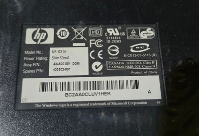 HP PS/2 Desktop Keyboard (Black) – Part # 434820-001 – Brand New (Open Box)