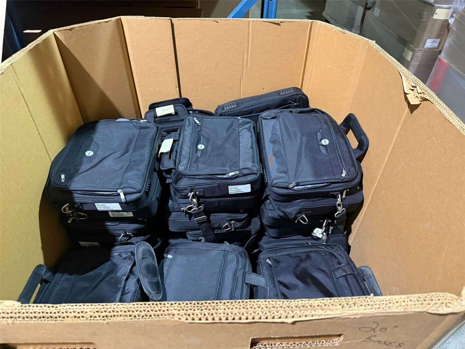 Laptop bag pallet stock – representative photo
