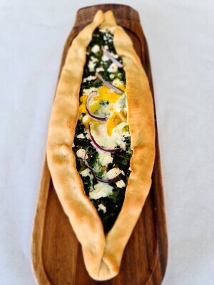 Spinach, Feta &amp; Broken Egg Pide Pizza