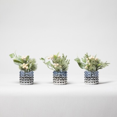 Set of Three Berries, Foliage and Ivory in Textured Pots - Cream / Green Set of Three Berries, Foliage and Ivory in Textured Pots - Cream / Green