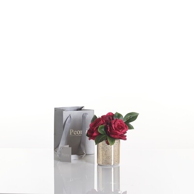 Roses in a Gold Cylinder with Lights Roses in a Gold Cylinder with Lights