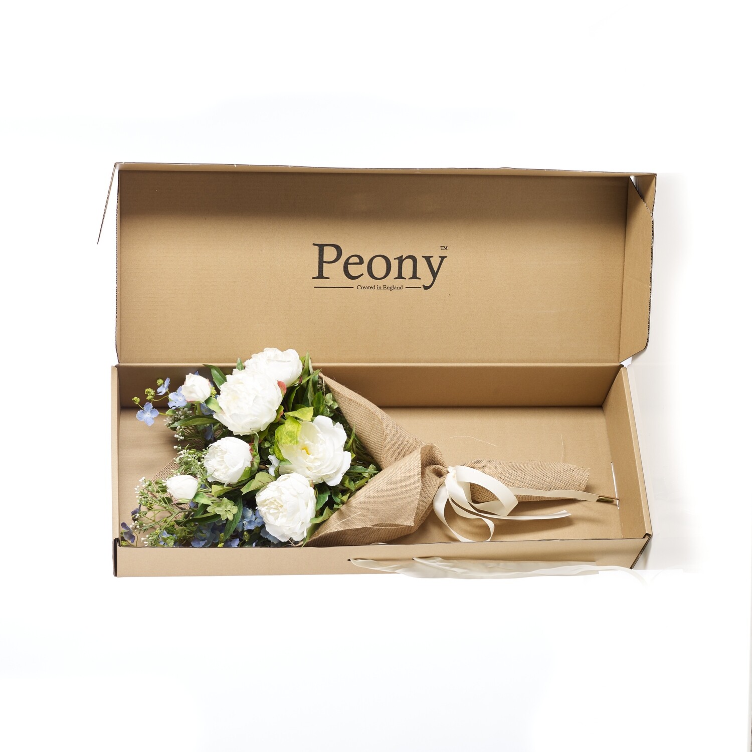 Peony, Trailing Hydrangea and Foliage Bouquet in Gift Box Peony, Trailing Hydrangea and Foliage Bouquet in Gift Box