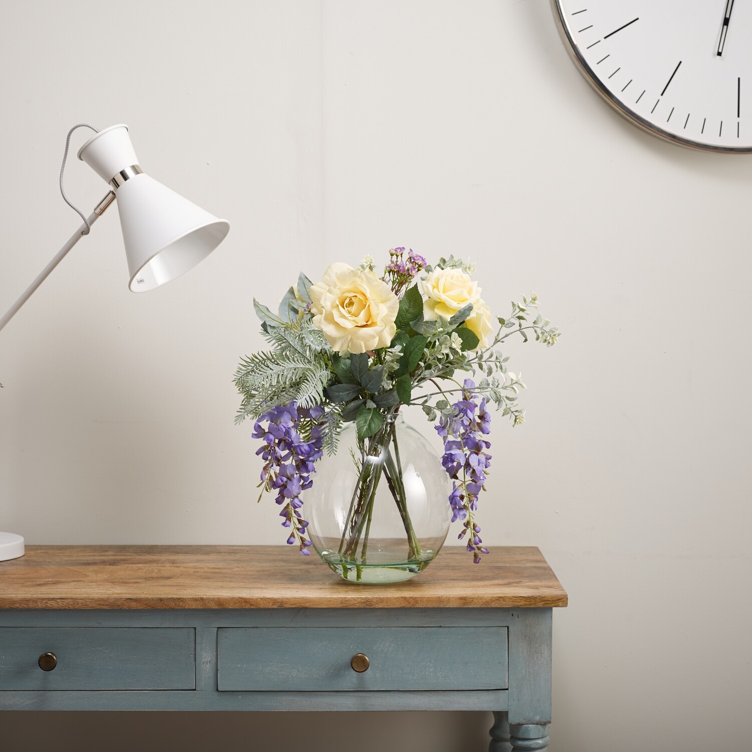 Rose, Wisteria and Foliage in Grand Oval Vase Rose, Wisteria and Foliage in Grand Oval Vase
