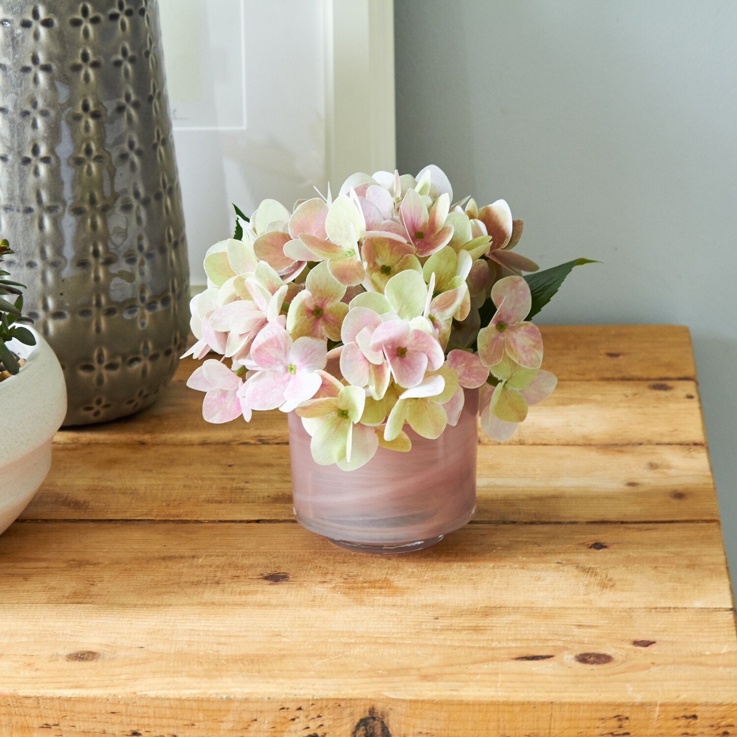 Hydrangea in a Marble-Effect Tumbler Vase Hydrangea in a Marble-Effect Tumbler Vase