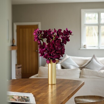 Cymbidium Orchids in a Gold Ceramic Cylinder Cymbidium Orchids in a Gold Ceramic Cylinder