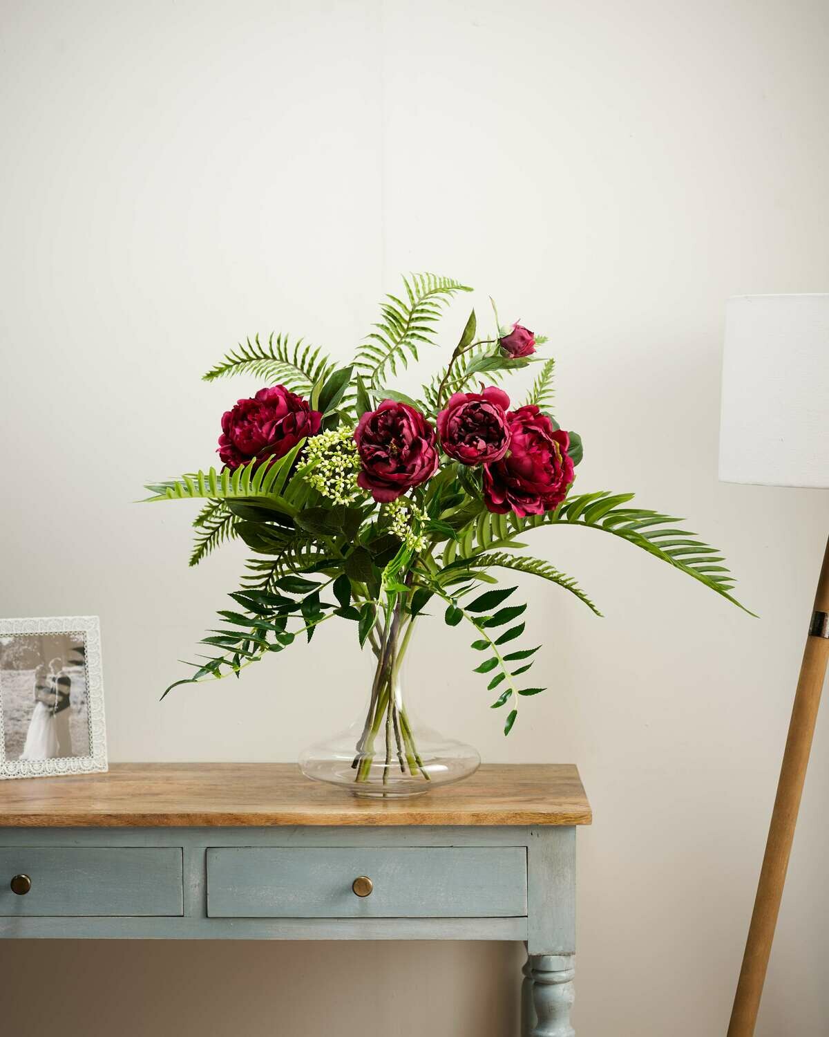 Peony and Greenery Mix in a Large Decanter Vase Peony and Greenery Mix in a Large Decanter Vase