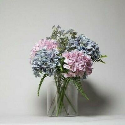 Hydrangea with Patrina and Ferns in a Hampton vase - Lilac and Blue Hydrangea with Patrina and Ferns in a Hampton vase - Lilac and Blue