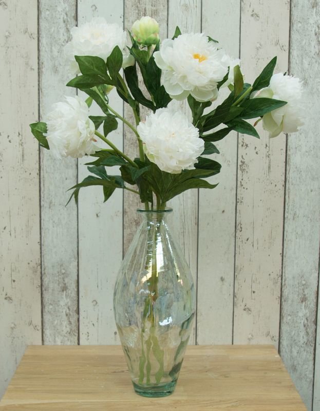 Artificial peonies in a recycled lustre vase - cream Artificial peonies in a recycled lustre vase - cream