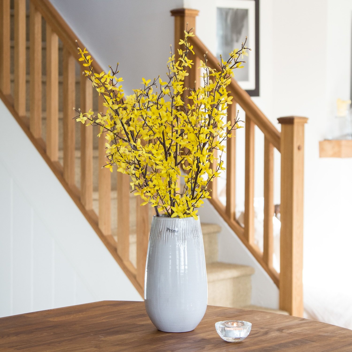 FORSYTHIA IN TALL SCRATCHED POT