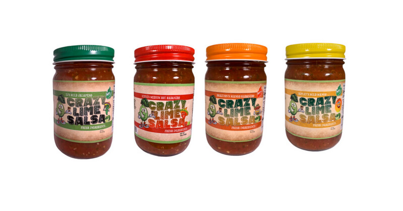 4 (12 Oz) Jars of Crazy Lime Salsa (You Select your Flavors)