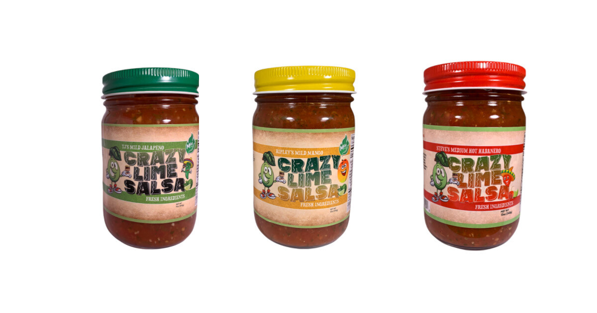 3 (12 Oz) Jars of Crazy Lime Salsa (You Select your Flavors)