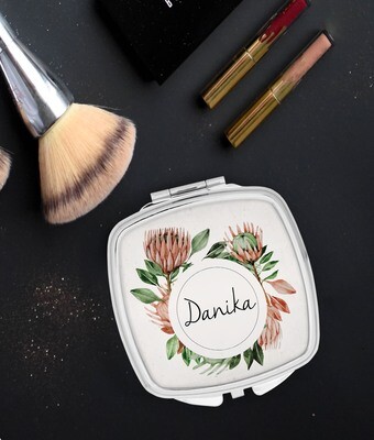 Personalized Protea Pocket Mirror