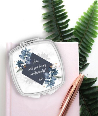 Personalized Blue Pocket Mirror