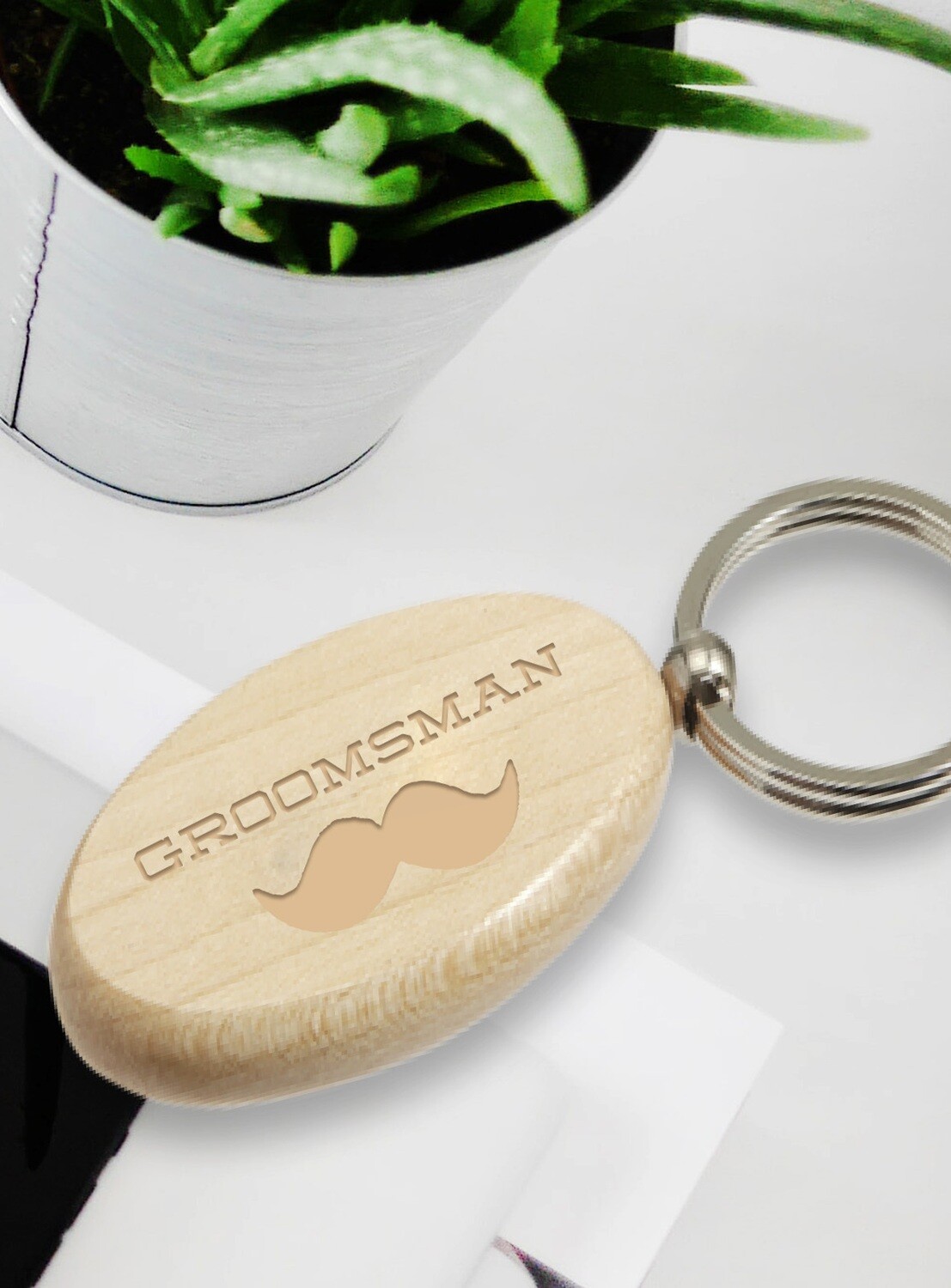 Personalized Mustache Keyring
