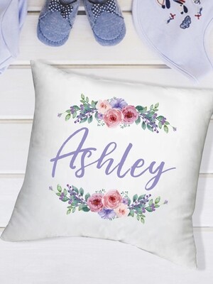 Personalized Wreath Baby Scatter Cushion