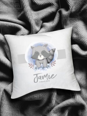 Personalized Racoon Baby Scatter Cushion