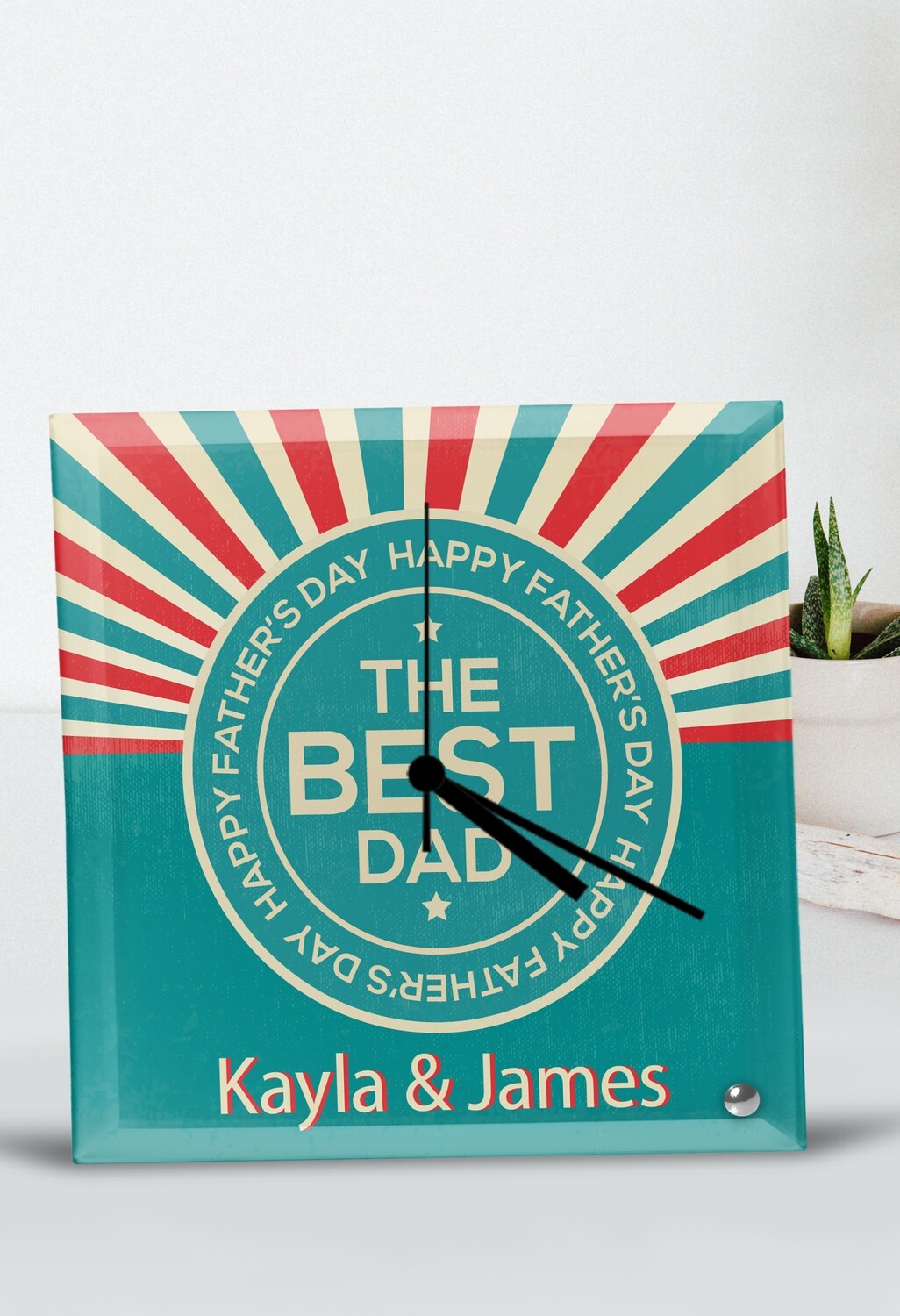 Personalized Best Dad Glass Clock
