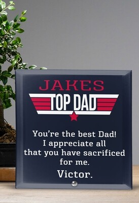 Personalized Top Dad Glass Tile