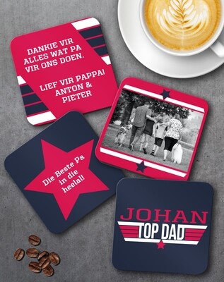 Personalized Top Dad Coaster Set of 4