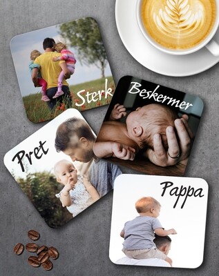 Personalized Photo &amp; Message Coaster Set of 4