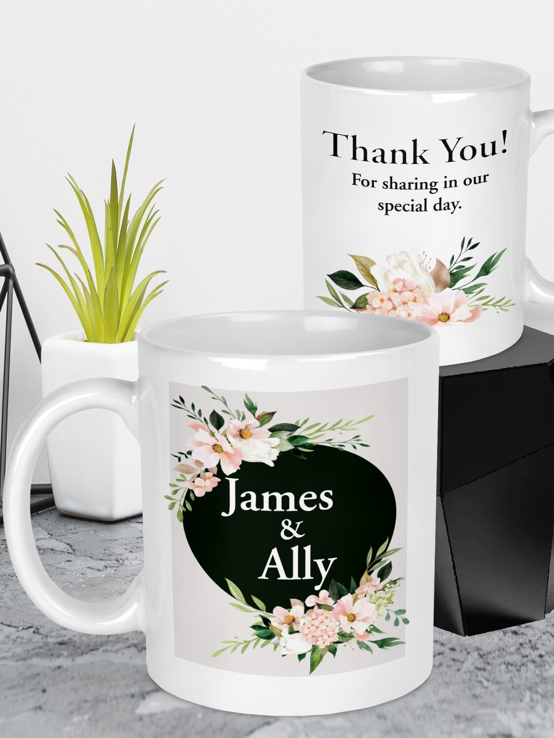 Personalised Floral Wedding Mug