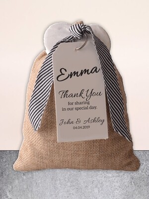 Personalised Scented Bag &amp; Ceramic Heart Wedding Gift