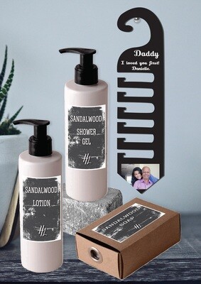Personalized Photo Tie Hanger & Body Care