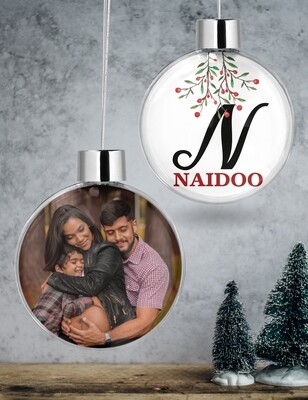 Personalised Family Clear Christmas Bauble
