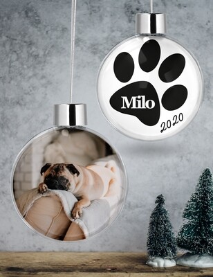 Personalised Pet Clear Christmas Bauble