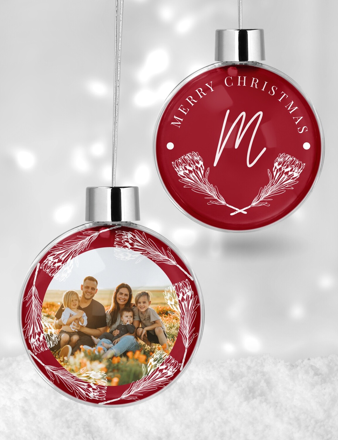 Personalised Protea Clear Christmas Bauble