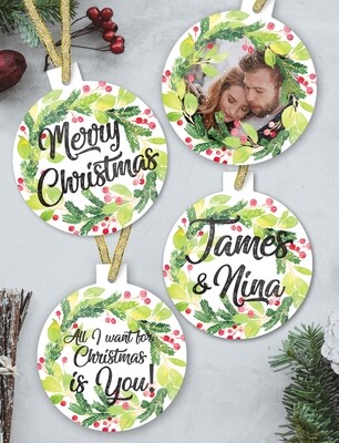 Personalised Wreath Christmas Ornaments