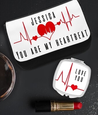 Personalized Heartbeat Mirror & Cosmetic Bag