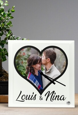 Personalized Hearted Photo Glass Clock