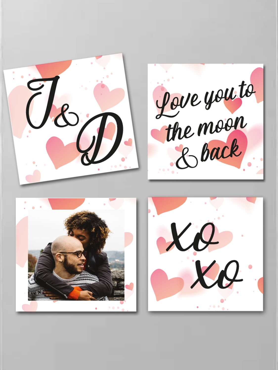 Personalised Hearts Fridge Magnet Set