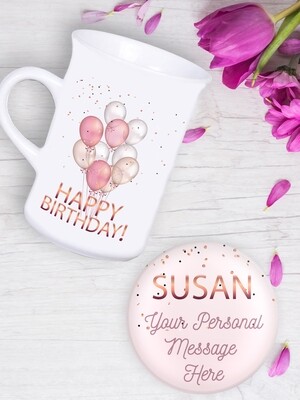 Personalised Balloons Tea Mug & Coaster Set