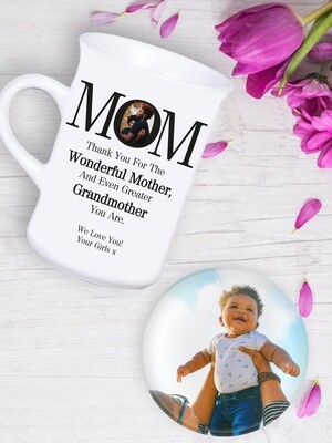 Personalised MOM Tea Mug &amp; Coaster Set