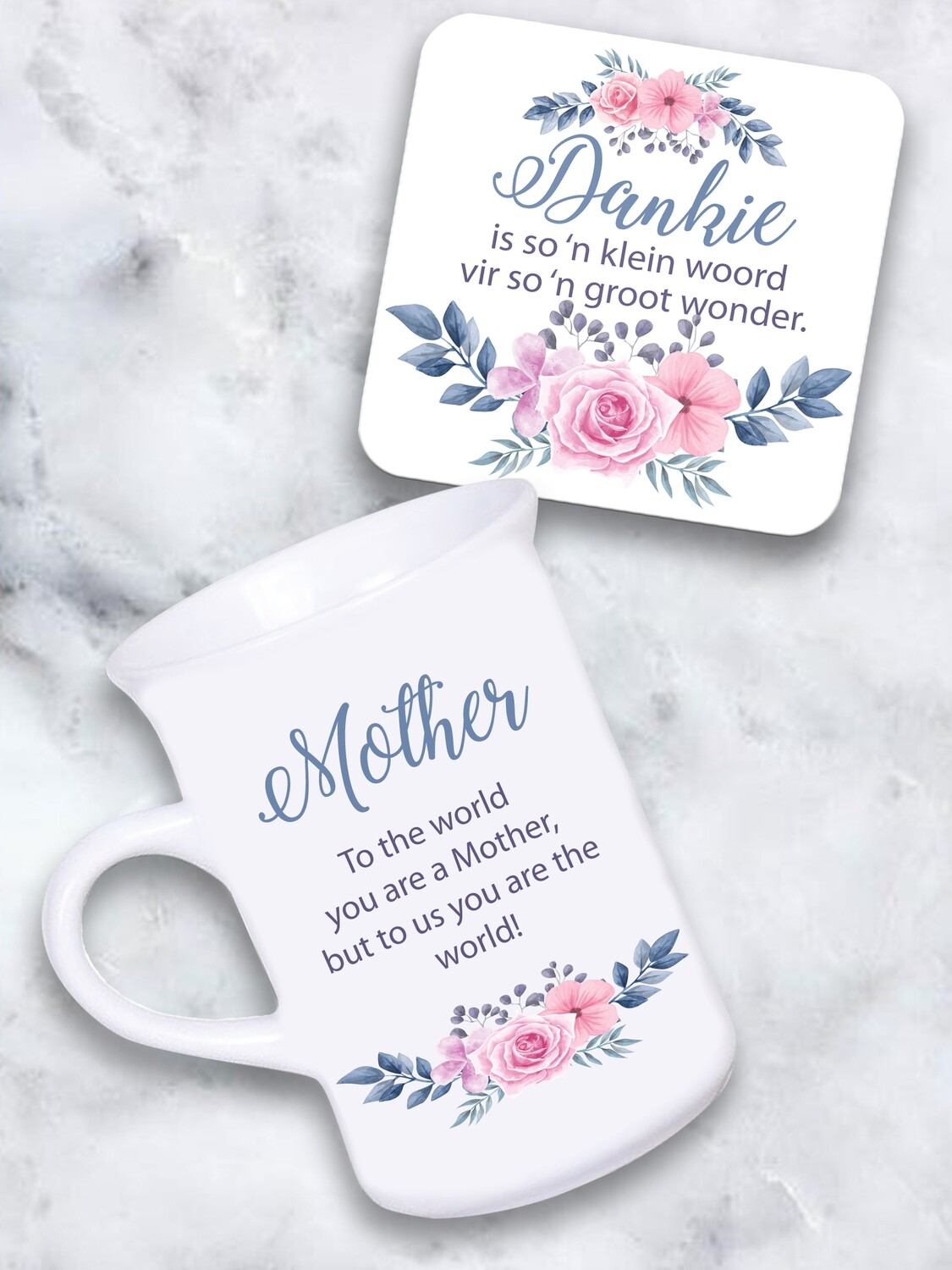 Personalised Floral Tea Mug & Coaster Set