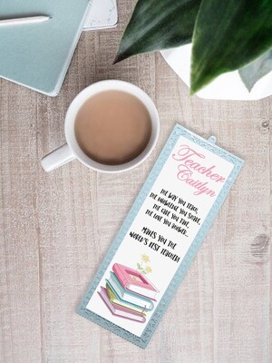 Personalised Best Teacher Metal Bookmark