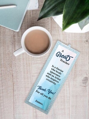 Personalised Great Teacher Metal Bookmark