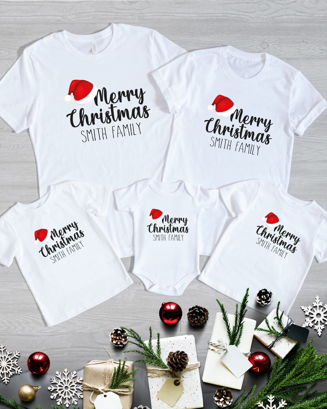 Personalised Family Merry Christmas Tshirts