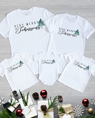 Personalised Family Very Merry Christmas Tshirts