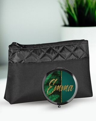 Personalised Tropical Cosmetic Bag & Mirror Set