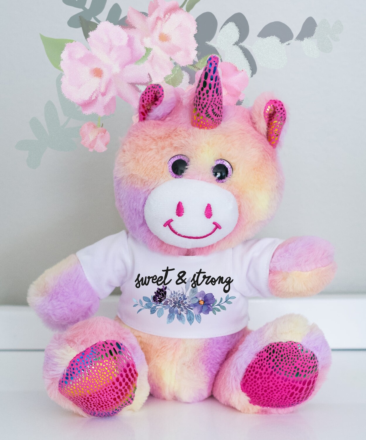 Personalised Floral Unicorn Teddy