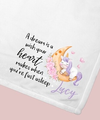 Personalised Unicorn Plush Blanket