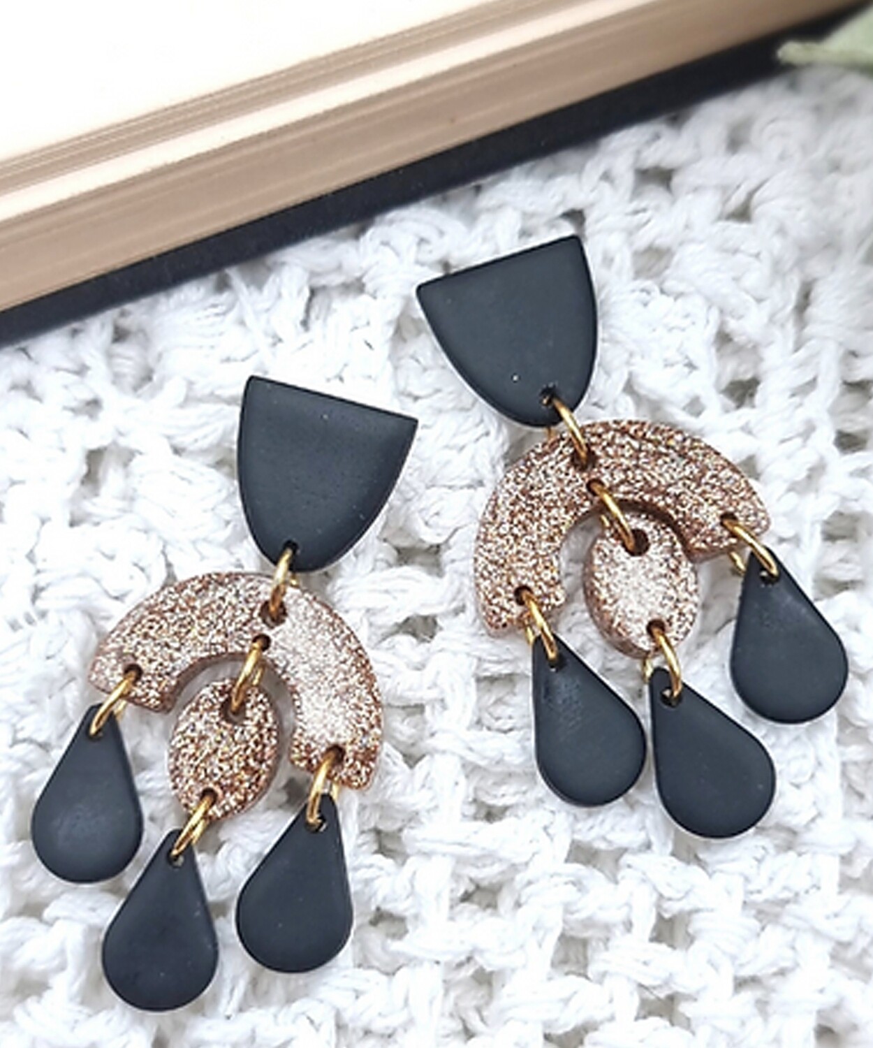 Personalised Black Rain Drop Earrings