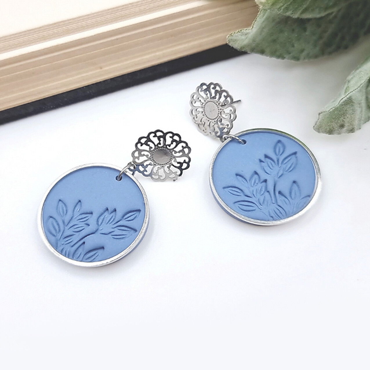 Personalised Blue Ring Earrings