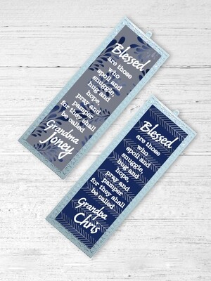 Personalised Navy &amp; Silver Bookmarks
