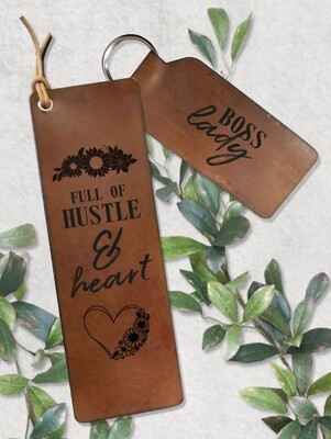 Personalised Heart Genuine Leather Bookmark &amp; Keyholder Set