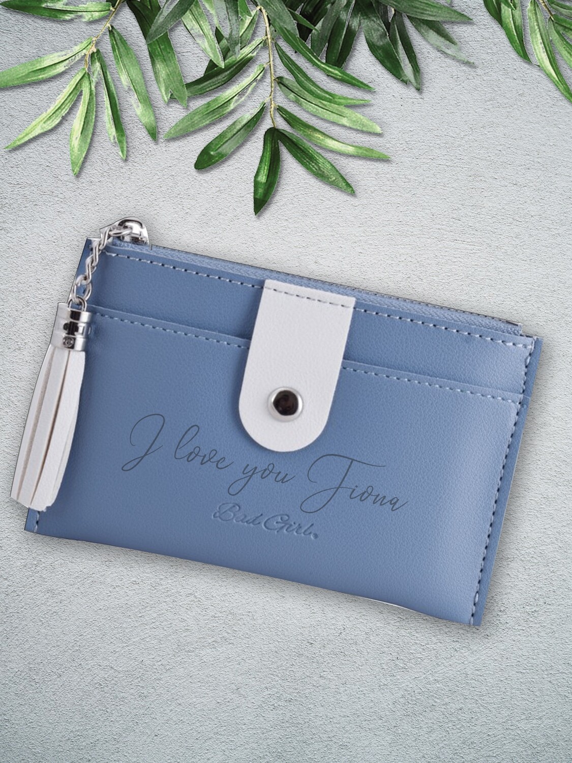 Personalised Ladies Cursive Mini Tassel Wallet